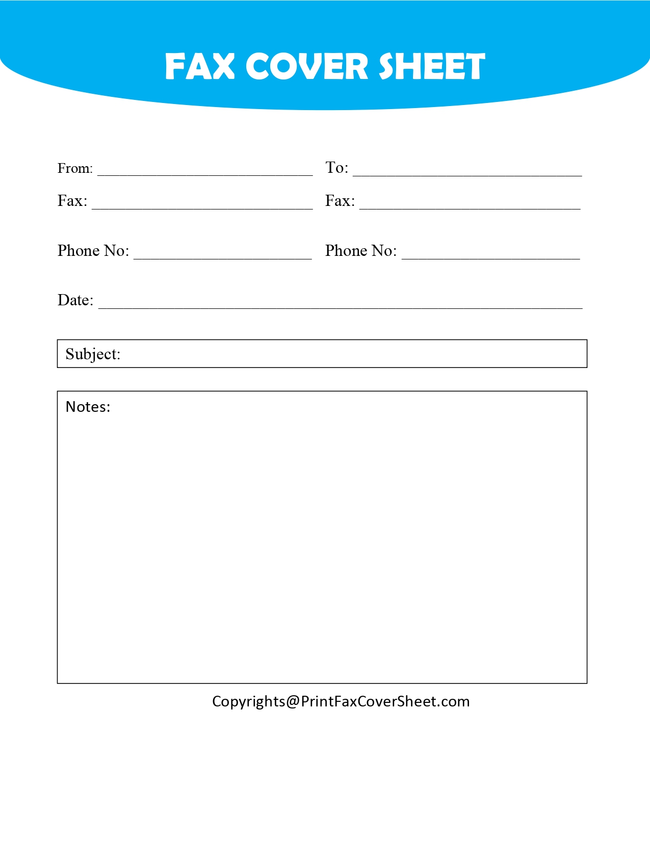 Free Blank Printable Fax Cover Sheet Template PDF Word Fax Cover Sheet Template